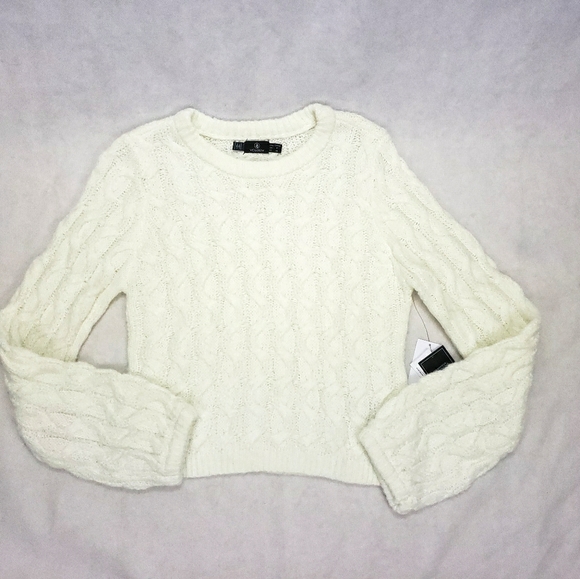 Volcom Sweater Small White Cable Knit Cropped - Picture 3 of 14